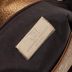 Pre Owned Carolina Herrera Gold Monogram Leather Audrey Shoulder Bag
