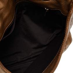 Pre Owned Carolina Herrera Gold Monogram Leather Audrey Shoulder Bag