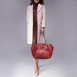 Pre Owned Carolina Herrera Burgundy Monogram Leather Audrey Tote