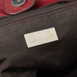 Pre Owned Carolina Herrera Burgundy Monogram Leather Audrey Tote