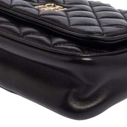 Pre Owned Carolina Herrera Black Quilted Leather Chain Crossbody Bag