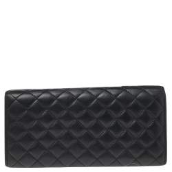 Pre Owned Carolina Herrera Black Quilted Leather Flap Wallet