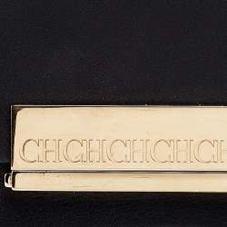 Pre Owned Carolina Herrera Black Leather Flap Clutch