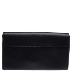 Pre Owned Carolina Herrera Black Leather Flap Clutch