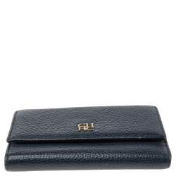 Pre Owned Carolina Herrera Dark Blue Leather Tri Fold Wallet