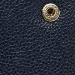 Pre Owned Carolina Herrera Dark Blue Leather Tri Fold Wallet