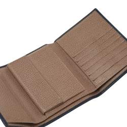 Pre Owned Carolina Herrera Dark Blue Leather Tri Fold Wallet