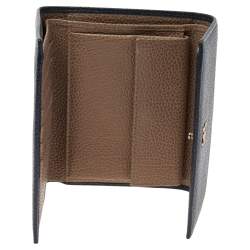 Pre Owned Carolina Herrera Dark Blue Leather Tri Fold Wallet