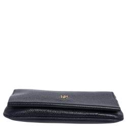Pre Owned Carolina Herrera Navy Blue Leather Chain Clutch