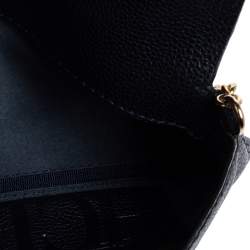 Pre Owned Carolina Herrera Navy Blue Leather Chain Clutch