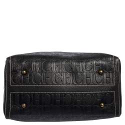 Pre Owned Carolina Herrera Dark Blue Monogram Leather Large Andy Boston Bag