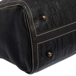 Pre Owned Carolina Herrera Dark Blue Monogram Leather Large Andy Boston Bag