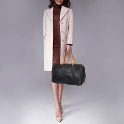 Pre Owned Carolina Herrera Dark Blue Monogram Leather Large Andy Boston Bag