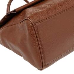 مملوكة مسبقًا Carolina Herrera Brown Embossed Monogram Leather Minuetto Flap Top Handle Bag