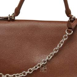 مملوكة مسبقًا Carolina Herrera Brown Embossed Monogram Leather Minuetto Flap Top Handle Bag