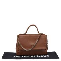 مملوكة مسبقًا Carolina Herrera Brown Embossed Monogram Leather Minuetto Flap Top Handle Bag