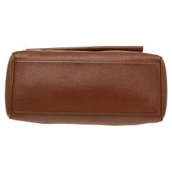 مملوكة مسبقًا Carolina Herrera Brown Embossed Monogram Leather Minuetto Flap Top Handle Bag