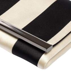 Pre Owned Carolina Herrera Black/White Striped Satin Chain Clutch