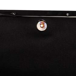 Pre Owned Carolina Herrera Black/White Striped Satin Chain Clutch