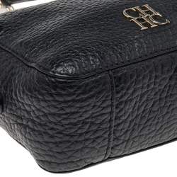 Pre Owned Carolina Herrera Black Pebbled Leather Camera Tassel Shoulder Bag