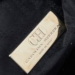 Pre Owned Carolina Herrera Black Pebbled Leather Camera Tassel Shoulder Bag