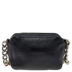 Pre Owned Carolina Herrera Black Pebbled Leather Camera Tassel Shoulder Bag