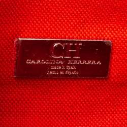 Pre Owned Carolina Herrera Black Monogram Embossed Leather Front Zip Crossbody Bag