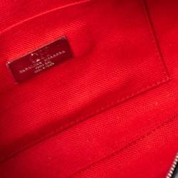 Pre Owned Carolina Herrera Black Monogram Embossed Leather Front Zip Crossbody Bag