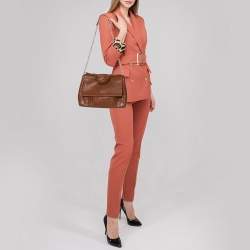 Carolina Herrera Brown Leather Minuetto Top Handle Bag