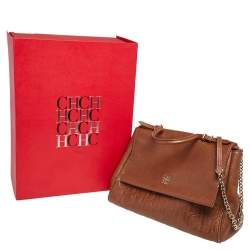 Carolina Herrera Brown Leather Minuetto Top Handle Bag