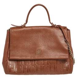 Carolina Herrera Brown Leather Minuetto Top Handle Bag