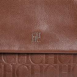 Carolina Herrera Brown Leather Minuetto Top Handle Bag