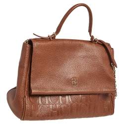 Carolina Herrera Brown Leather Minuetto Top Handle Bag