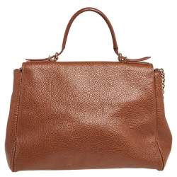 Carolina Herrera Brown Leather Minuetto Top Handle Bag