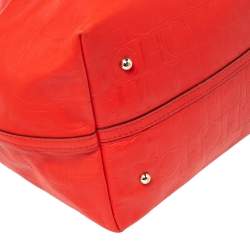 Pre Owned Carolina Herrera Red Monogram Leather Matryoshka Tote