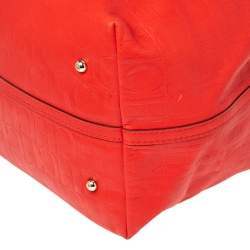 Pre Owned Carolina Herrera Red Monogram Leather Matryoshka Tote