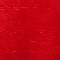 Pre Owned Carolina Herrera Red Monogram Leather Matryoshka Tote