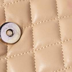 Pre Owned Carolina Herrera Beige Quilted Leather Chain Shoulder Bag