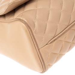 Pre Owned Carolina Herrera Beige Quilted Leather Chain Shoulder Bag