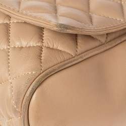 Pre Owned Carolina Herrera Beige Quilted Leather Chain Shoulder Bag