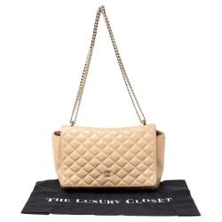 Pre Owned Carolina Herrera Beige Quilted Leather Chain Shoulder Bag