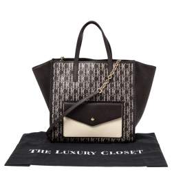 Pre Owned Carolina Herrera Brown Signature Coated Canvas Front Pocket Tote