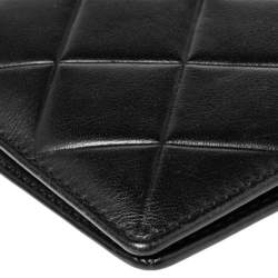 Carolina Herrera Black Quilted Leather Flap Wallet