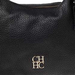 Pre Owned Carolina Herrera Black Leather Chain Tassel Hobo