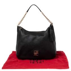 Pre Owned Carolina Herrera Black Leather Chain Tassel Hobo