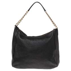 Pre Owned Carolina Herrera Black Leather Chain Tassel Hobo