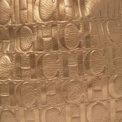 Pre Owned Carolina Herrera Gold Monogram Embossed Leather Chain Hobo