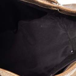 Pre Owned Carolina Herrera Gold Monogram Embossed Leather Chain Hobo