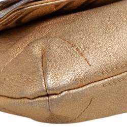 Pre Owned Carolina Herrera Metallic Gold Leather Bow Flap Shoulder Bag