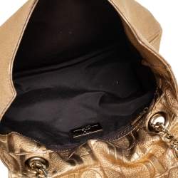 Pre Owned Carolina Herrera Metallic Gold Leather Bow Flap Shoulder Bag